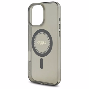 Guess IML Rhinestones MagSafe Suojakuori iPhone 16 Pro:lle - musta