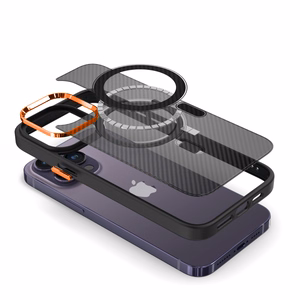 Tel Protect Magnetic Carbon Case for Iphone 13 Pro Black-orange