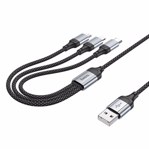Hoco 3-in-1 Kaapeli USB-A - Lightning / Micro USB / USB-C 1m X102 Musta