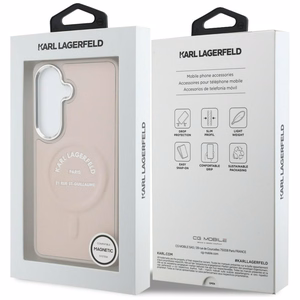Karl Lagerfeld Embossed Ring RSG Logo MagSafe -suojakuori Samsung Galaxy S26+:lle - vaaleanpunainen