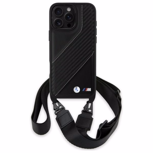 BMW M Edition Carbon Stripe & hihna suojakuori iPhone 16 Pro Max:lle - musta