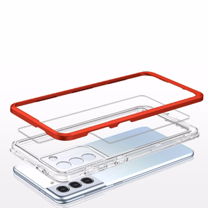 Clear 3in1 suojakuori Samsung Galaxy S23+:lle silikoninen kuori kehyksellä punainen