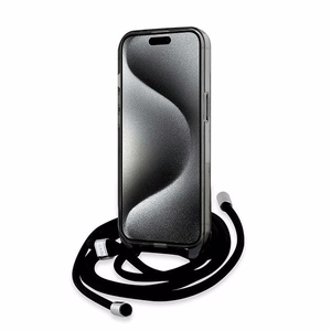 Karl Lagerfeld IML Crossbody Monogram Karl & Choupette Head MagSafe Suojakuori iPhone 15 / 14 / 13:lle - musta