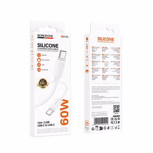Borofone Kaapeli BX123 Leya - Type C - Type C - PD 60W 3A 1 metri valkoinen