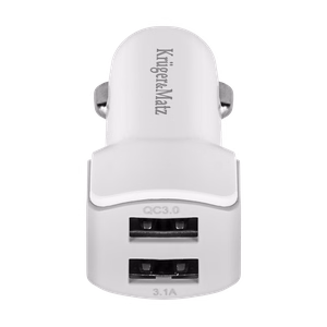 Kruger&Matz kahden USB-portin autolaturi, 3000 mA, Quick Charge 3.0