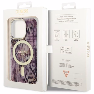 Guess GUHMP14XHLEOPWP iPhone 14 Pro Max 6.7 vaaleanpunainen/vaaleanpunainen suojakuori Leopard MagSafe