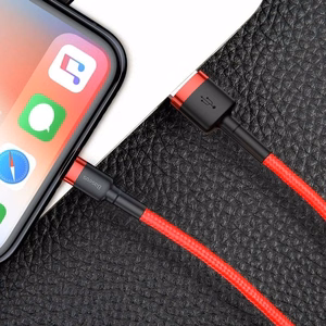 Baseus Cafule USB Lightning -kaapeli 2,4A 1m musta+punainen