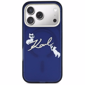 Karl Lagerfeld IML Choupettes Karl Script Logo MagSafe Suojakuori iPhone 17 Pro Max:lle - Sininen