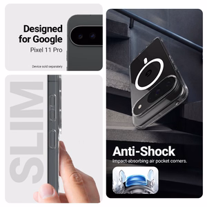 Crong Hybrid Clear Magnetic MagSafe -suojakuori Google Pixel 11 Pro -mallille, läpinäkyvä