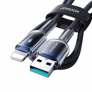 Joyroom S-A42 Crystal-Clear Series 3A USB-A - Lightning -kaapeli 1,2 m - musta