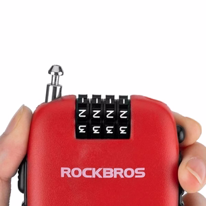 Rockbros 32420981001 pyöränlukko sisäänkelautuvalla vaijerilla, punainen