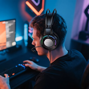 Borofone Headphones BO112 Wave gaming with microphone black