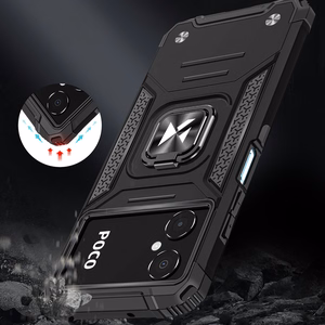Wozinsky Ring Armor tapauksessa Samsung Galaxy A03 panssaroitu kansi magneettinen haltija rengas musta