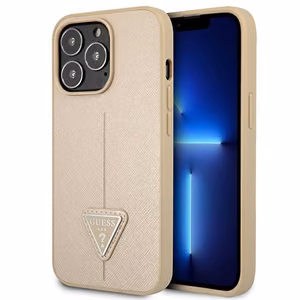 Guess GUHCP13LPSATLE iPhone 13 Pro / 13 6.1" beige/beige kova kotelo SaffianoTriangle Logo