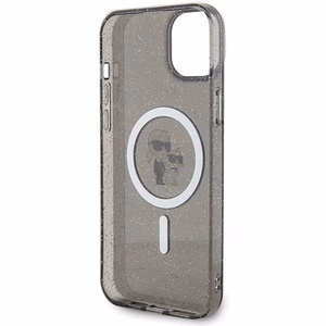 Karl Lagerfeld Suojakuori iPhone 15:lle KLHMP15SHGKCNOK (Glitter + MAG) musta