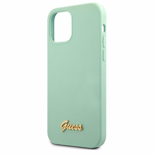 Guess Metal Logo Script kotelo iPhone 12 Pro Max 6.7" - vihreä