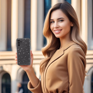 Crystal Glitter Suojakuori Samsung Galaxy A13 4G:lle hopeinen