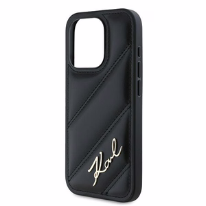 Karl Lagerfeld Diagonal Quilted Script Suojakuori iPhone 15 Pro:lle - musta