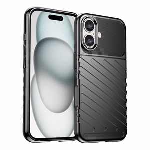 Thunder Case Silikoninen Suojakuori iPhone 16 Plus:lle - Musta