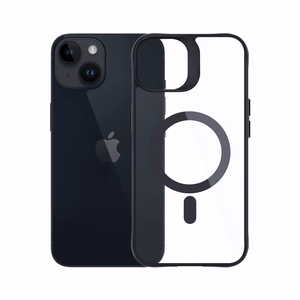 3mk Satin Armor MagCase MagSafe-suojakuori iPhone 13 / 14:lle - läpinäkyvä mustalla kehyksellä