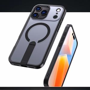 Hybrid Armor X Suojakuori iPhone 17 Pro:lle MagSafe-yhteensopivalla jalustalla - musta