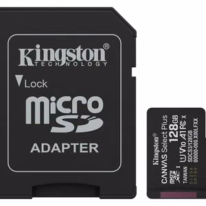 Kingston muistikortti 128GB microSDXC Canvas Select Plus Gen3 150MB/s A1 + Adapteri