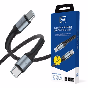 3mk Hyper Cable N-SERIES USB-C / USB-C 1m PD 3.0 QC 3.0 48V / 5A 240W - musta