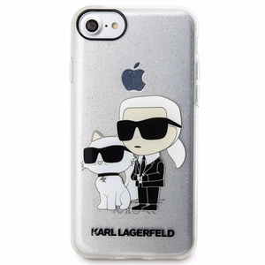 Karl Lagerfeld KLHCI8HNKCTGT läpinäkyvä kova suojakuori iPhone 7/8/ SE 2020 / SE 2022 Glitter Karl&Choupette