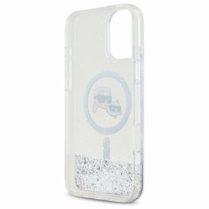Karl Lagerfeld Suojakuori iPhone 16 6.1 KLHMP16SLGKCSGH Läpinäkyvä Kova Liquid Glitter Karl ja Choupette Head MagSafe