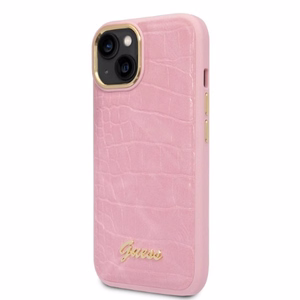 Guess Croco Collection Suojakuori iPhone 14 Plus:lle - vaaleanpunainen