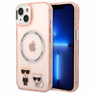 Karl Lagerfeld KLHMP14MHKCP iPhone 14 Plus 6.7 kovakuori vaaleanpunainen / vaaleanpunainen Karl & Choupette Aluminum Magsafe