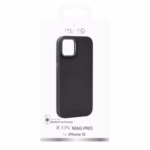 Puro Icon Mag Pro MagSafe Silikoninen Suojakuori iPhone 15:lle - musta
