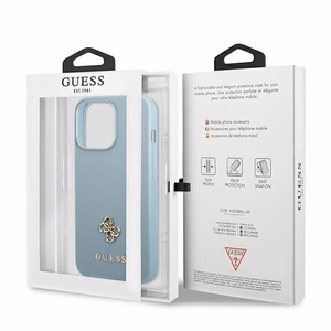Guess Saffiano 4G Small Metal Logo Suojakuori iPhone 13 Pro / 13:lle - sininen