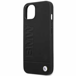 Kotelo BMW BMHCP14MSLLBK iPhone 14 Plus 6.7 "musta / musta nahka leimaaminen