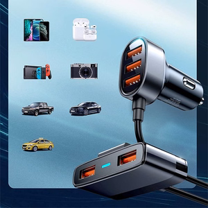 Joyroom nopea autolaturi 5x USB 6.2 A jatkokaapelilla musta (JR-CL03)