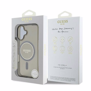 Guess IML Glitter Circle MagSafe Suojakuori iPhone 16:lle - musta