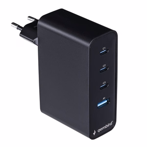 Gembird TA-UC-PDQC100LCD-01-BK mobiililaitelaturi kannettava tietokone, älypuhelin musta AC pikalataus sisäkäyttöön