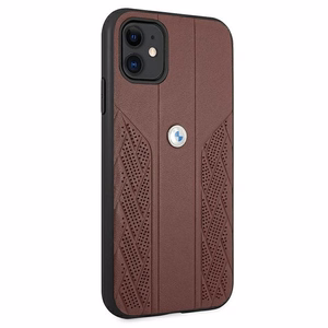 BMW Leather Curve rei'itetty kotelo iPhone 11 / Xr - punainen