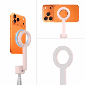 Tech-Protect L10S Bluetooth-selfiekeppi, vaaleanpunainen ja harmaa