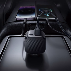 Hoco Z68 -autolaturi, USB-A + USB-C, PD QC3.0, 45 W, ulosvedettävä USB-C-kaapeli, musta