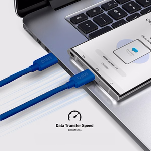 SBS TECABLETISSUETCCB USB-C - USB-C 1,5m 60W punottu kaapeli - sininen