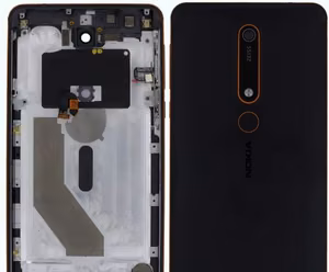 Takakansi Nokia 6.1 musta/kupari alkuperäinen (käytetty Grade B)