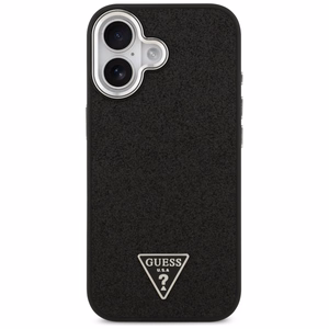 Guess Glitter Triangle Logo MagSafe Suojakuori iPhone 17:lle - Musta