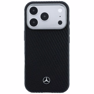 Mercedes nahka MagSafe suojakuori iPhone 17 Pro puuefekti - musta