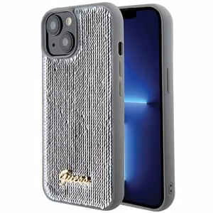 Guess Suojakuori iPhone 13 / 14 / 15:lle GUHCP15SPSFDGSS Sequin Script Metal - hopeinen
