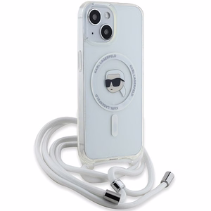Karl Lagerfeld Crossbody IML Karl Head MagSafe suojakuori iPhone 15 / 14 / 13:lle - läpinäkyvä