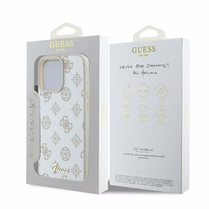 Guess Peony Script Logo MagSafe Suojakuori iPhone 16 Pro:lle - valkoinen