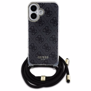 Guess Crossbody Cord 4G Print suojakuori iPhone 16:lle - musta