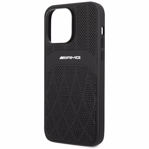 AMG AMHMP14XOSDBK iPhone 14 Pro Max 6.7 musta/musta kovakuori nahkainen Curved Lines MagSafe