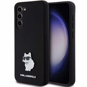 Karl Lagerfeld Silikoninen Choupette Metal Pin Suojakuori Samsung Galaxy S24+:lle - musta